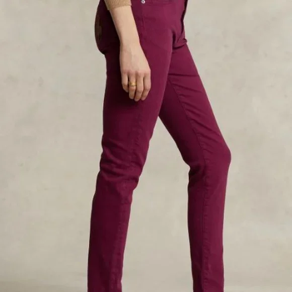 Polo Ralph Lauren - The Tompkins Skinny High Rise Ankle - Wine - Size 27 - Picture 2 of 3